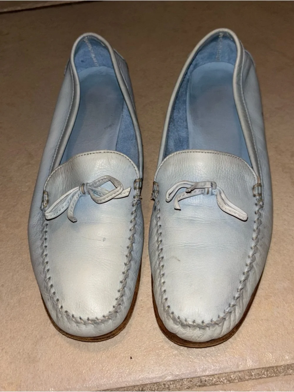 Coach Ruby Light Baby Blue Leather Driving Moccasin Loafers Made in Italy - Picture 2 of 10